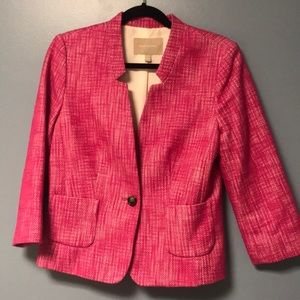 Pink and white 3/4 sleeve blazer